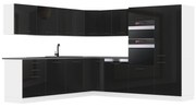 Kuchynská linka Belini Premium Full Version 480 cm čierny lesk s pracovnou doskou JANE