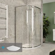 Mereo Mereo, Sprchový set z Kory Lite, štvrťkruh, 90 cm, chróm ALU, sklo Číre a nízké SMC vaničky, MER-CK35123ZN