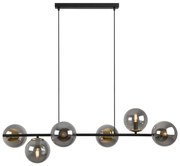 Závesne svietidlo Paris, 6x grafitové sklenené tienidlo, B/G