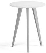 Konferenčný stôl PRIMO VIBE, priemer 60 cm, sivostrieborná podnož, biela