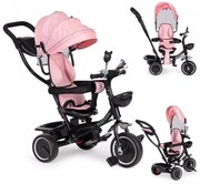 Ružová detská trojkolka - 360 stupňové otočné sedadlo