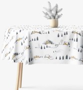 Goldea vianočný oválny teflónový obrus - zimná krajina 120 x 160 cm