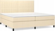 vidaXL Kontinentálna posteľ s matracom, krémová, tkanina, 200 x 200 cm