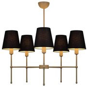 Luster na tyči MADELA 5xE14/40W/230V čierna/béžová