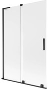 Mexen Velar L, 2-krídlová posuvná vaňová zástena 120 x 150 cm, 8mm sklo námraza, čierna matná, 896-120-003-31-70