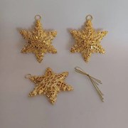 DECOLED Kovové vločky, 3 kusy, 10 x 7,7 cm, zlatá