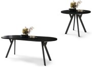 ALDO 100 Čierny/čierne nohy - OKRÚHLY LOFTOVÝ/INDUSTRIÁLNY ROZKLADACÍ STÔL DO OBÝVAČKY/JEDÁLNE