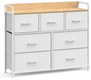 Komoda s látkovými zásuvkami Vasagle Busman dub biela/biela