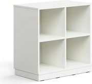 Úložná skrinka CASPER, 4 priehradky, so soklom, biela