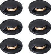 Sada 6 moderných zemných bodových svetiel čierna GU10 50mm 2-svetelný efekt IP65 - Cellar
