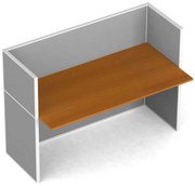 Kancelársky písací stôl PRIMO s paravánmi, nástenka, 1 miesto, sivá/čerešňa