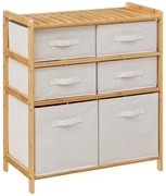 Polička do kúpeľne Donald, biela/s drevenými prvkami