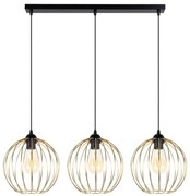 Luster na lanku MATT 3xE27/60W/230V čierna/zlatá