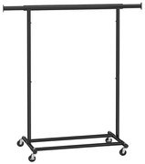 Nastaviteľný pojazdný stojan na oblečenie, čierny