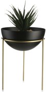 KOVOVÝ KVETINÁČ SO STOJANOM LOFT 20X15 CM ČIERNA/ZLATÁ
