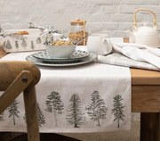 Béžový bavlnený behúň so stromčekmi Natural Pine Trees - 50*160 cm