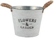 Plechový kvetináč s jutovými ušami Flowers & Garden - Ø 23*17 cm