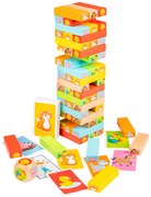 Drevená veža Jenga so zvieratkami