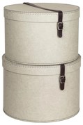 Béžové kartónové úložné boxy v súprave 2 ks s vekom ø 37,5x25 cm Rut Canvas Paper Laminate – Bigso