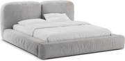 Svetlosivá čalúnená dvojlôžková posteľ s úložným priestorom s roštom 160x200 cm Martina – Micadoni