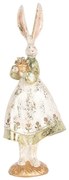 Dekorácia figúrka zajačice v šatách zdobená zlatou patinou - 12*9*33 cm