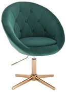 LuxuryForm DESIGN Kreslo VERA VELUR na zlatom kríži - zelené