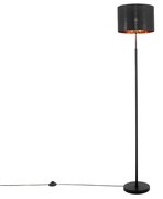 Moderná stojaca lampa čierna so zlatým okrúhlym - VT