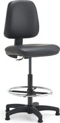 Pracovná dielenská stolička s opierkou nôh DARWIN, výška 635-815 mm, čierna