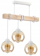 BERGE Drevená LED stropná závesná lampa 3xE27 - biela