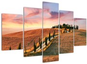 Obraz - Dom na kopci, Toskánsko, Taliansko (150x105 cm)