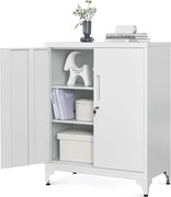 Viacúčelová kovová skrinka RAVEN, 40x80x90cm, šedá SongmicsHome