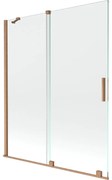 Mexen Velar vaňová zástena dvojkrídlová Posuvný 140 x 150 cm, Priehľadné, kefovaná meď - 896-140-000-01-65