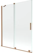 Mexen Velar vaňová zástena dvojkrídlová Posuvný 140 x 150 cm, Priehľadné, kefovaná meď - 896-140-000-01-65