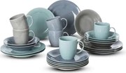 Jedálenský servis (24 dielov) Jive, šedá/modrá/mentolová%