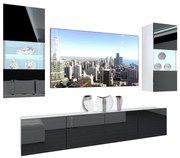 Obývacia stena Belini Premium Full Version čierny lesk + LED osvetlenie Nexum 106