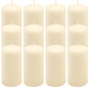 Sada stĺpových sviečok, 11,5 cm, Ø 6 cm, krémová, 12 ks