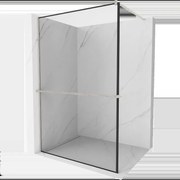 Mexen Kioto+ sprchová stěna s policí Walk-in 80 x 200 cm, černý vzor, kartáčovaný nikl - 800-080-121-97-70