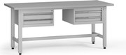 Výškovo nastaviteľný dielenský stôl G5, 1800 x 750 x 800-1000 mm, 2x kontajner, 4 zásuvky, sivá
