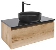 Kúpeľňová skrinka s umývadlom a technickým kamenom SAT B-Way 79x30x45 cm dub BWAY80OAKTKUB