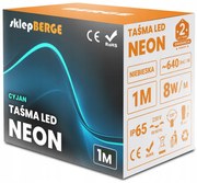 ECOLIGHT LED pásik NEON - 230V - 1m - 8W/m - IP68 - vodotesný - cyan