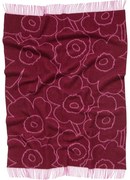 Vlnená deka Piirto Unikko 130x170, bordó-fuchsia