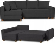 Rozkladací Rohový Gauč Revo Rohovka S Funkciou Spania, Úložný Priestor Tmavosivý