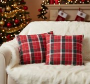 Obliečka na vankúš, Horská červená károvaná, 40 x 40 cm