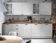 Kuchynská linka Lady - biela s doskou - 260 cm, biela/dub lancelot