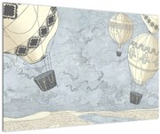 Obraz - Balóny nad mestom, chladné tóny (90x60 cm)