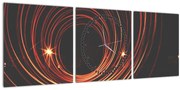 Obraz abstraktných liniek (s hodinami) (90x30 cm)