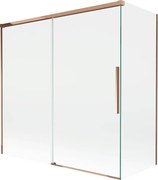 Mexen Rox, 2-krídlová posuvná vaňová zástena 160 + 70 x 150 cm, 8mm číre sklo, ružové zlato profil, 8C9-160-070-60-00