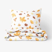 Goldea bavlnené posteľné obliečky - jesenné listy 140 x 200 a 70 x 90 cm