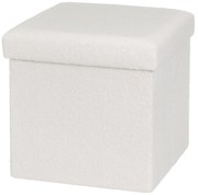 Biely taburet z textílie buklé Ecru – Casa Selección