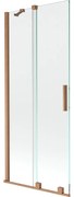 Mexen Velar vaňová zástena dvojkrídlová Posuvný 80 x 150 cm, Priehľadné, kefovaná meď - 896-080-000-01-65